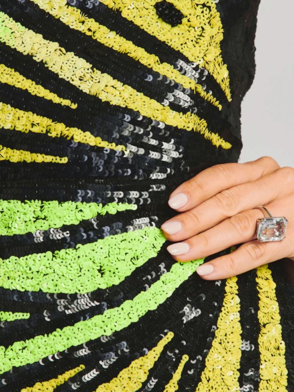 Retrofete Arabelle Sequin Dress in Black Neon Yellow - Picture 4 of 13